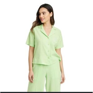 A new day pastel green linen blend blouse